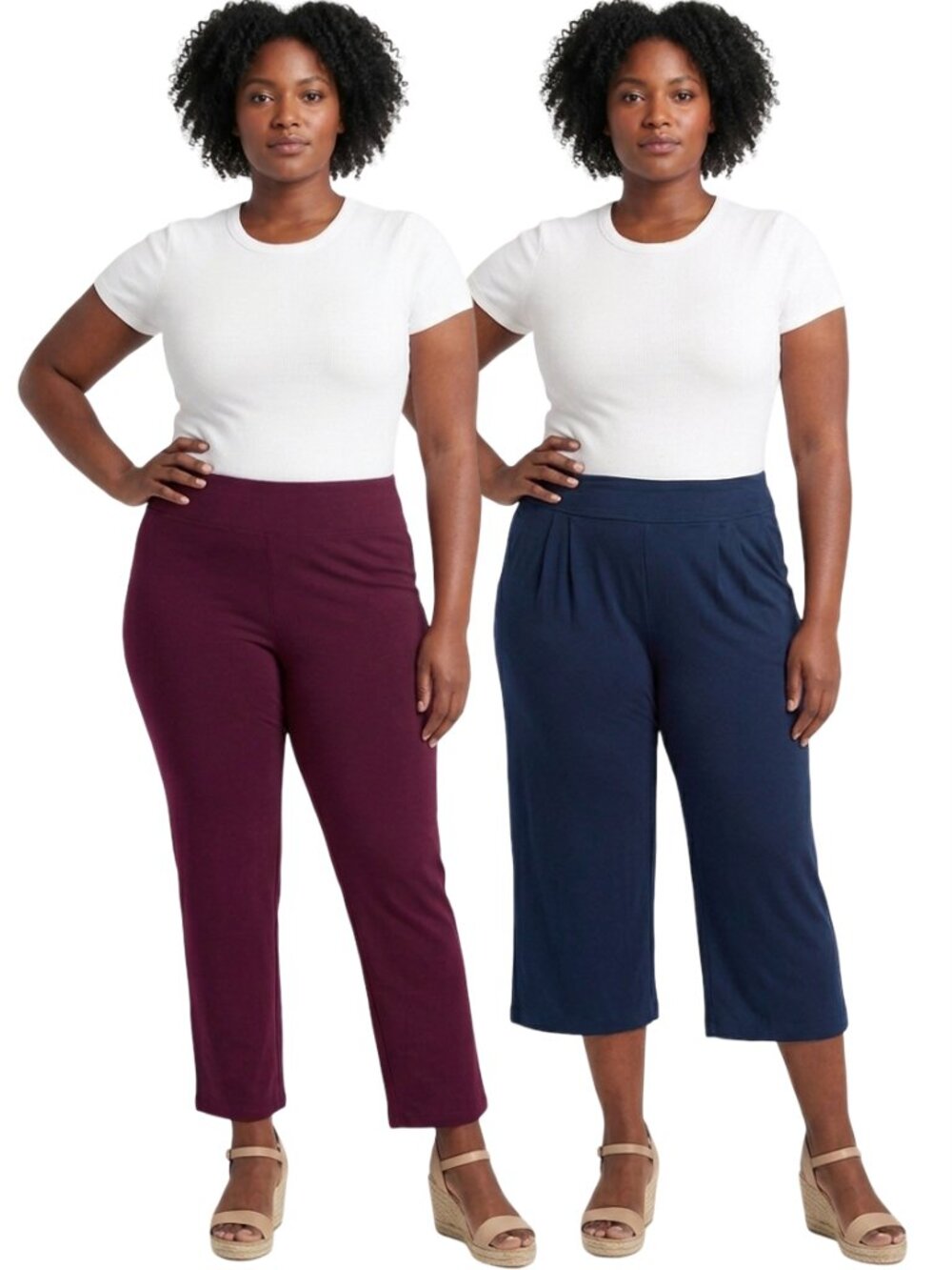 J. Jill Pants & Capri 2 PAIR LOT Wearever Collection Rayon Bordeaux & Navy NWT